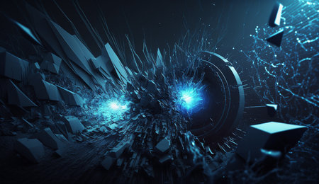 A captivating abstract composition of blue frequencies against a dark backdrop.の素材