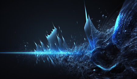 A captivating abstract composition of blue frequencies against a dark backdrop.の素材