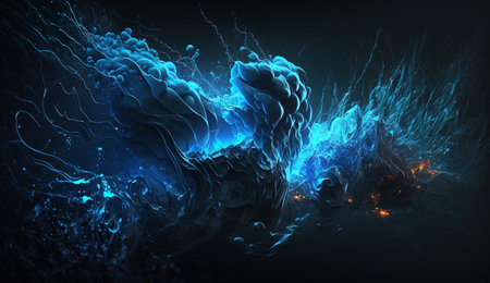 A captivating abstract composition of blue frequencies against a dark backdrop.の素材