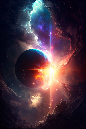 Imaginative illustration of a distant galaxy - stars in the sky - astronomy - AI generated contentの素材