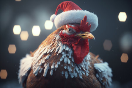 Get into the festive spirit with this cute chicken wearing a Santa hat for Christmasの素材