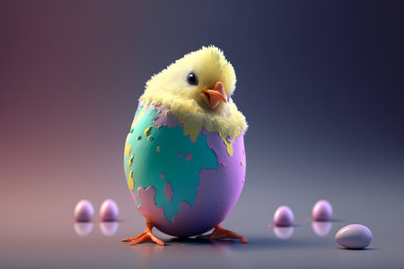 This little chick found the perfect Easter eggshell to relax inの素材