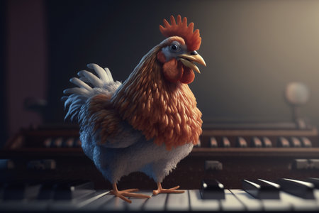 This comical chicken is a real musician at heart! Watch as she tickles the ivories with gusto and feathers flyの素材