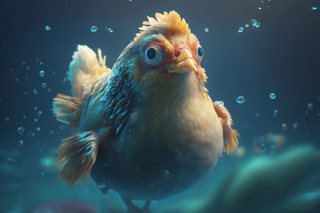 Watch this hilarious chicken explore the ocean as it dives and swims underwaterの素材
