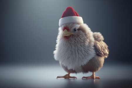 Get into the festive spirit with this cute chicken wearing a Santa hat for Christmasの素材