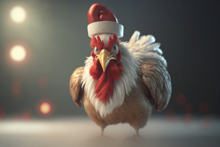 Get into the festive spirit with this cute chicken wearing a Santa hat for Christmasの素材