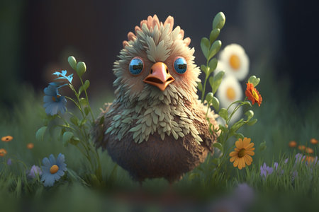 This chicken is ready for some fun in the sun! Catch a glimpse of this curious creature as it explores the lush meadowの素材
