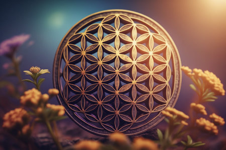 Find your center with this beautiful Flower of Life mandala, perfect for meditation and mindfulnessの素材