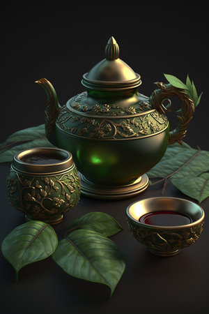 Enjoy a cup of tea in style with this exquisite Chinese jade tea set, featuring a traditional design and delicate craftsmanshipの素材