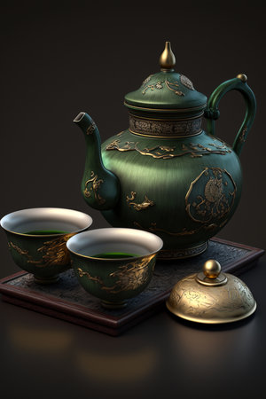 Enjoy a cup of tea in style with this exquisite Chinese jade tea set, featuring a traditional design and delicate craftsmanshipの素材
