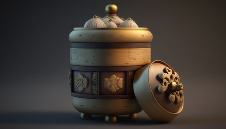 Mouthwatering dim sum on a dark background, perfect for food lovers and food bloggers.の素材