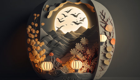 Capture the essence of the Chinese Moon Festival with these stunning decorationsの素材