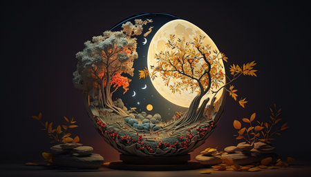 Capture the essence of the Chinese Moon Festival with these stunning decorationsの素材