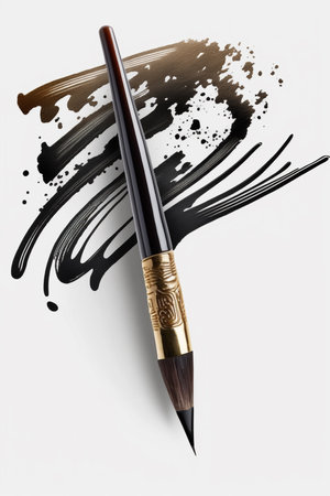 Discover the ancient art of Chinese calligraphy with this beautiful brush pen, designed to create elegant strokes and capture the essence of Chinese charactersの素材