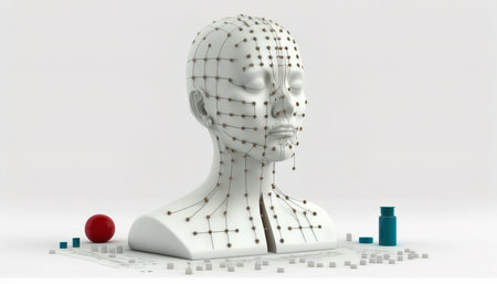 This image features an acupuncture figure, an essential tool used in traditional Chinese medicine, set against a clean, white backgroundの素材