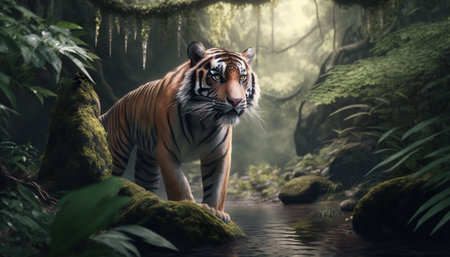 Get lost in the beauty of nature with this majestic Chinese tiger in its natural habitat.の素材
