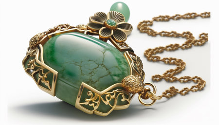Discover the exquisite beauty of Chinese jade jewelry with these stunning pieces, featured against a clean white background for maximum visual impactの素材