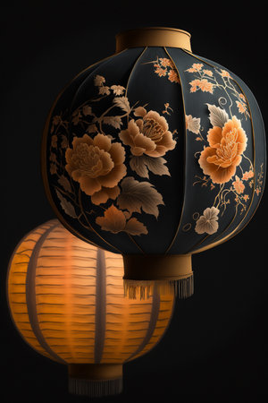 Colorful and intricate Chinese paper lanterns adding a touch of festivity to the atmosphereの素材
