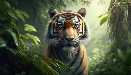 Get lost in the beauty of nature with this majestic Chinese tiger in its natural habitat.の素材