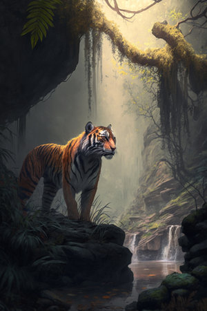 Get lost in the beauty of nature with this majestic Chinese tiger in its natural habitat.の素材