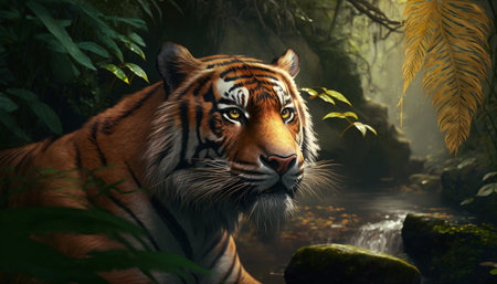 Get lost in the beauty of nature with this majestic Chinese tiger in its natural habitat.の素材
