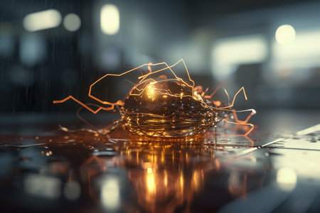 Lightning strikes and sparks symbolize AI's power and concentration in a room.の素材
