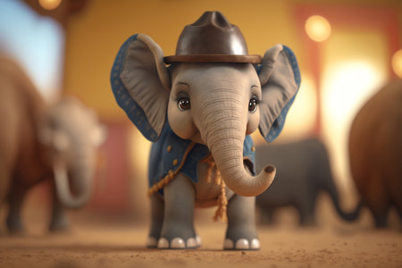 A cute little elephant dressed as a cowboy, ready for some Wild West funの素材