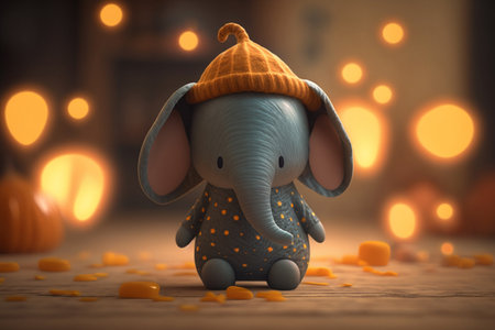 This cute little elephant is getting into the Halloween spirit with a fun costumeの素材