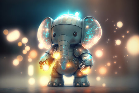 A funny and imaginative depiction of an elephant robot from the futureの素材