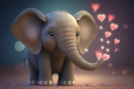 This adorable little elephant is spreading the love with hearts for Valentine's Dayの素材