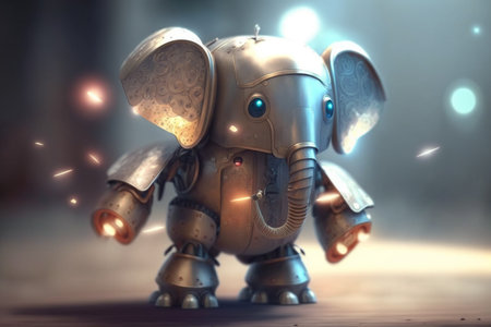 A funny and imaginative depiction of an elephant robot from the futureの素材