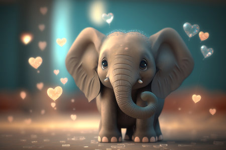 This adorable little elephant is spreading the love with hearts for Valentine's Dayの素材