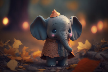 This cute little elephant is getting into the Halloween spirit with a fun costumeの素材