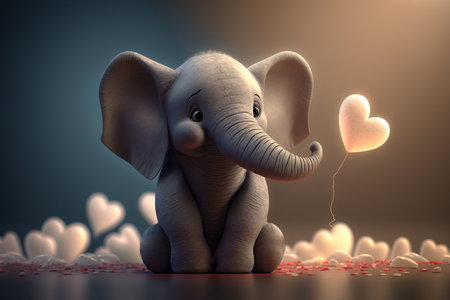 This adorable little elephant is spreading the love with hearts for Valentine's Dayの素材