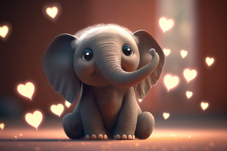This adorable little elephant is spreading the love with hearts for Valentine's Dayの素材