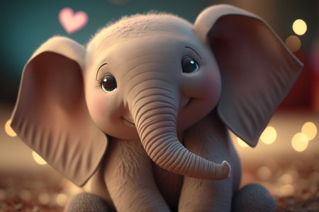 This adorable little elephant is spreading the love with hearts for Valentine's Dayの素材