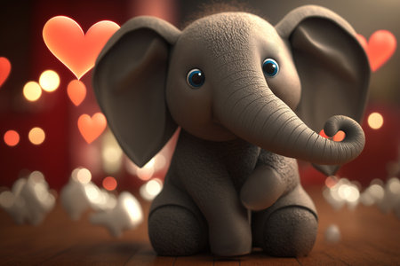 This adorable little elephant is spreading the love with hearts for Valentine's Dayの素材
