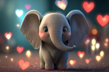 This adorable little elephant is spreading the love with hearts for Valentine's Dayの素材