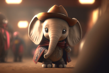 A cute little elephant dressed as a cowboy, ready for some Wild West funの素材