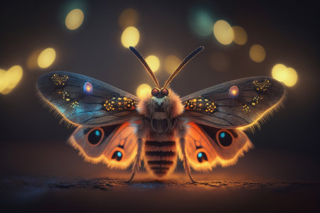 Detailed and lifelike illustration of an insect resembling a moth, captured in close-up detail to showcase its unique features.の素材
