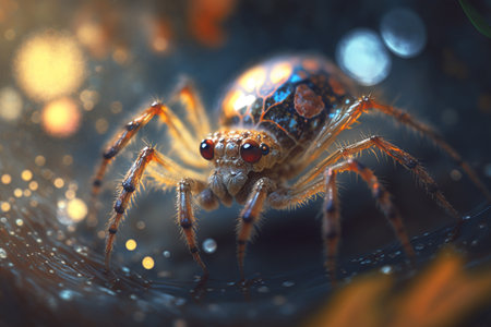 A hyperrealistic drawing of an insect resembling a redback spider, shown in a close-up view.の素材