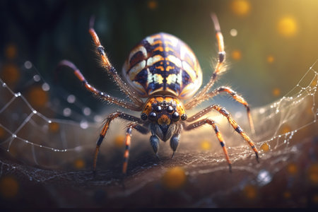 Realistic illustration of a garden spider in hyper detailの素材