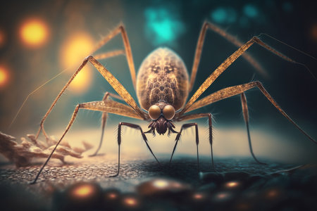 Incredibly detailed illustration of a harvestman spider, resembling a Daddy long-legs, in close-upの素材