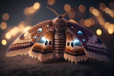Detailed and lifelike illustration of an insect resembling a moth, captured in close-up detail to showcase its unique features.の素材