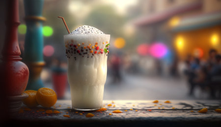 Treat your taste buds to the creamy goodness of Lassi, a popular Indian yogurt-based drink available in sweet or salty flavors.の素材