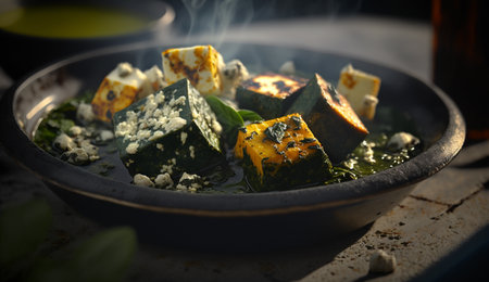 Experience the vibrant colors and spices of India's festivals with Palak Paneer, a delicious vegetarian dish made with spinach and paneer cheese.の素材