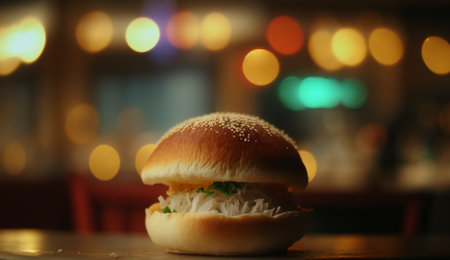 Mouth-watering Vada Pav - a famous Indian street food snack made with potato fritters and spices sandwiched in a bunの素材
