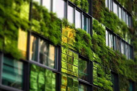 A futuristic city where towering skyscrapers are adorned with vertical greenery, creating a beautiful and sustainable urban oasis.の素材