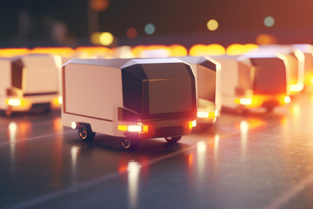 Experience the future of trucking with AI-controlled vehicles, optimized for safety, efficiency, and reliability.の素材