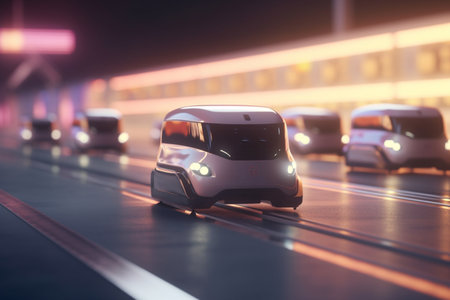 Experience the future of trucking with AI-controlled vehicles, optimized for safety, efficiency, and reliability.の素材
